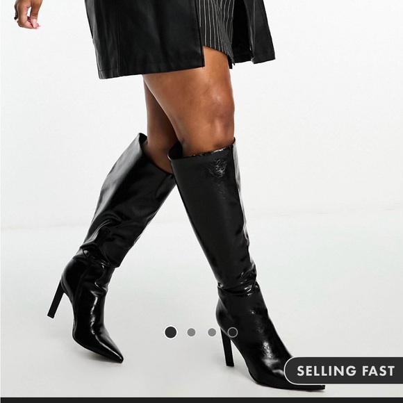 ASOS Black High Knee Heeled Boots - Picture 7 of 7